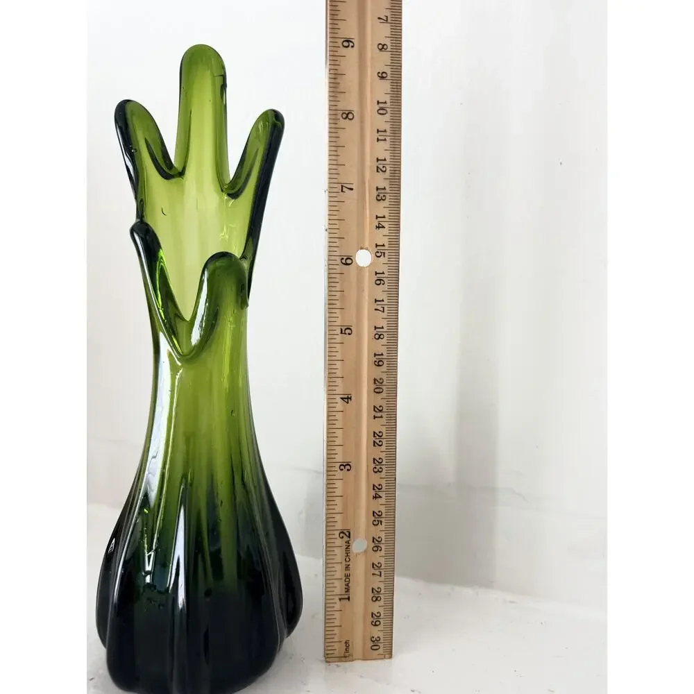 MCM Green Swung Finger Vase 5 Finger Viking LE Smith Handblown Sculpture 9